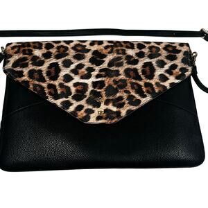Piper Noble Large Leopard Messenger Envelope Vegan Crossbody Clutch Bag 10 x 15